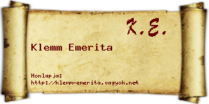 Klemm Emerita névjegykártya